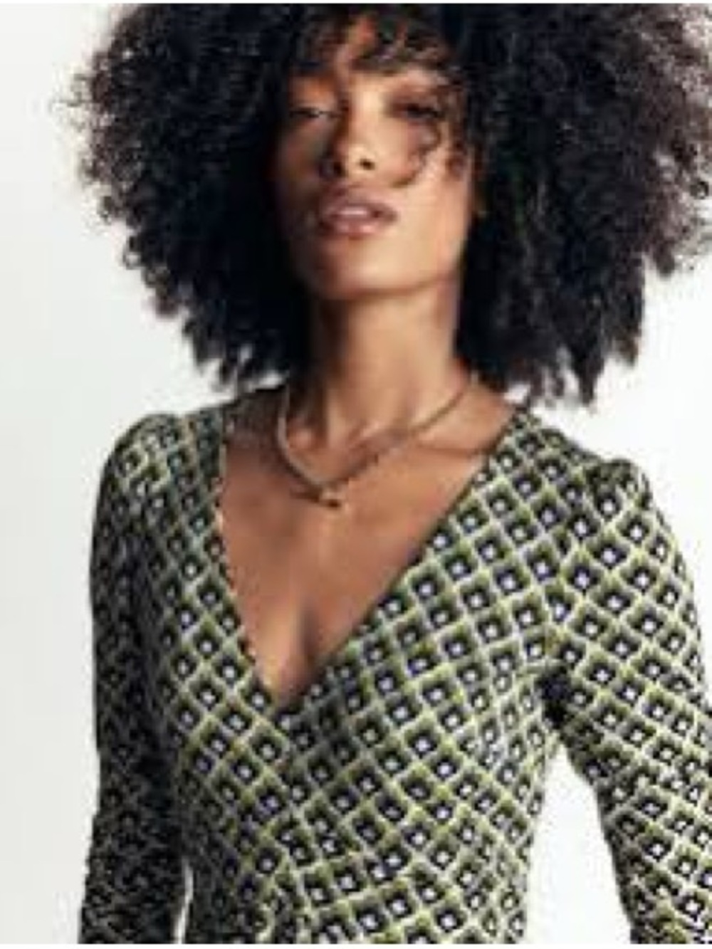 Boden Green Geometric Maxi Dress with V-Neck